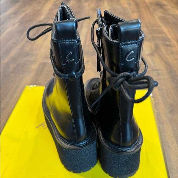 Circus NY by‎ Sam Edelman Black Slater Lace Up Wedge Heel Boots - Picture 4 of 8